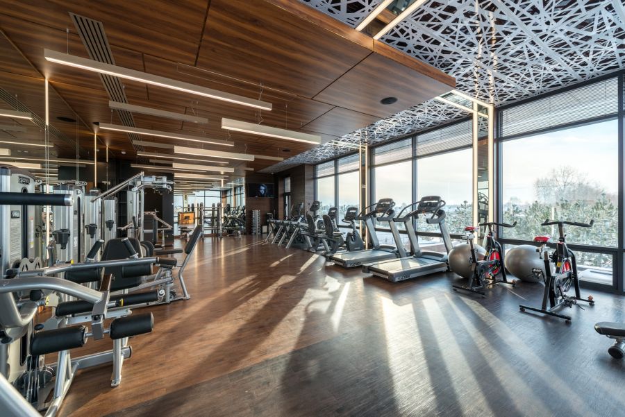 Modern Bright Fitness Center Large Windows